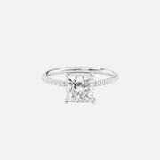  The Pave Crown Kamellie Princess Lab Diamond Ring 14k White Gold 001