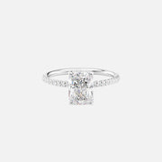  The Pave Crown Kamellie Radiant Lab Diamond Ring 14k White Gold 001