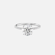  The Pave Crown Kamellie Round Lab Diamond Ring 14k White Gold 001