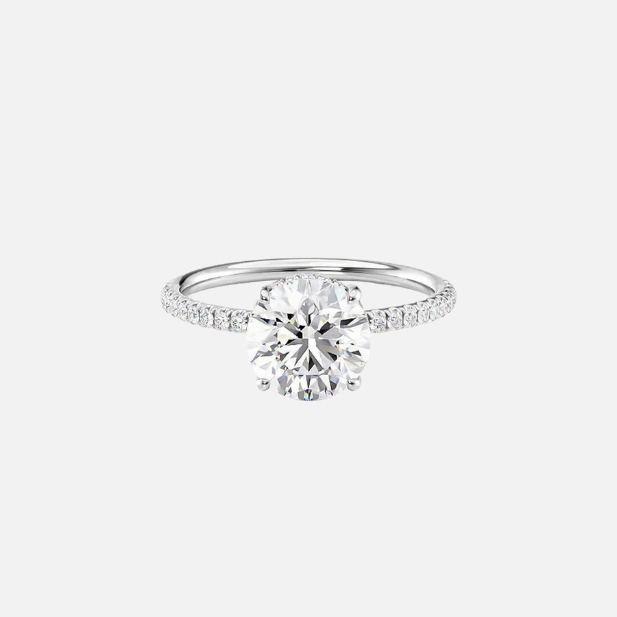  The Pave Crown Kamellie Round Lab Diamond Ring 14k White Gold 001