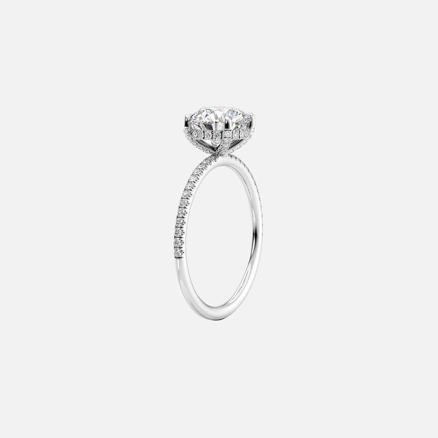  The Pave Crown Kamellie Round Lab Diamond Ring 14k White Gold 002