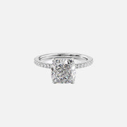  The Pave Eleanor Cushion Moissanite Ring 14k White Gold 001