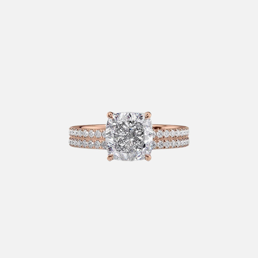  The Pave Eleanor Cushion Moissanite Ring 18k Rose Gold 003