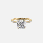  The Pave Eleanor Cushion Moissanite Ring 18k Yellow Gold 001