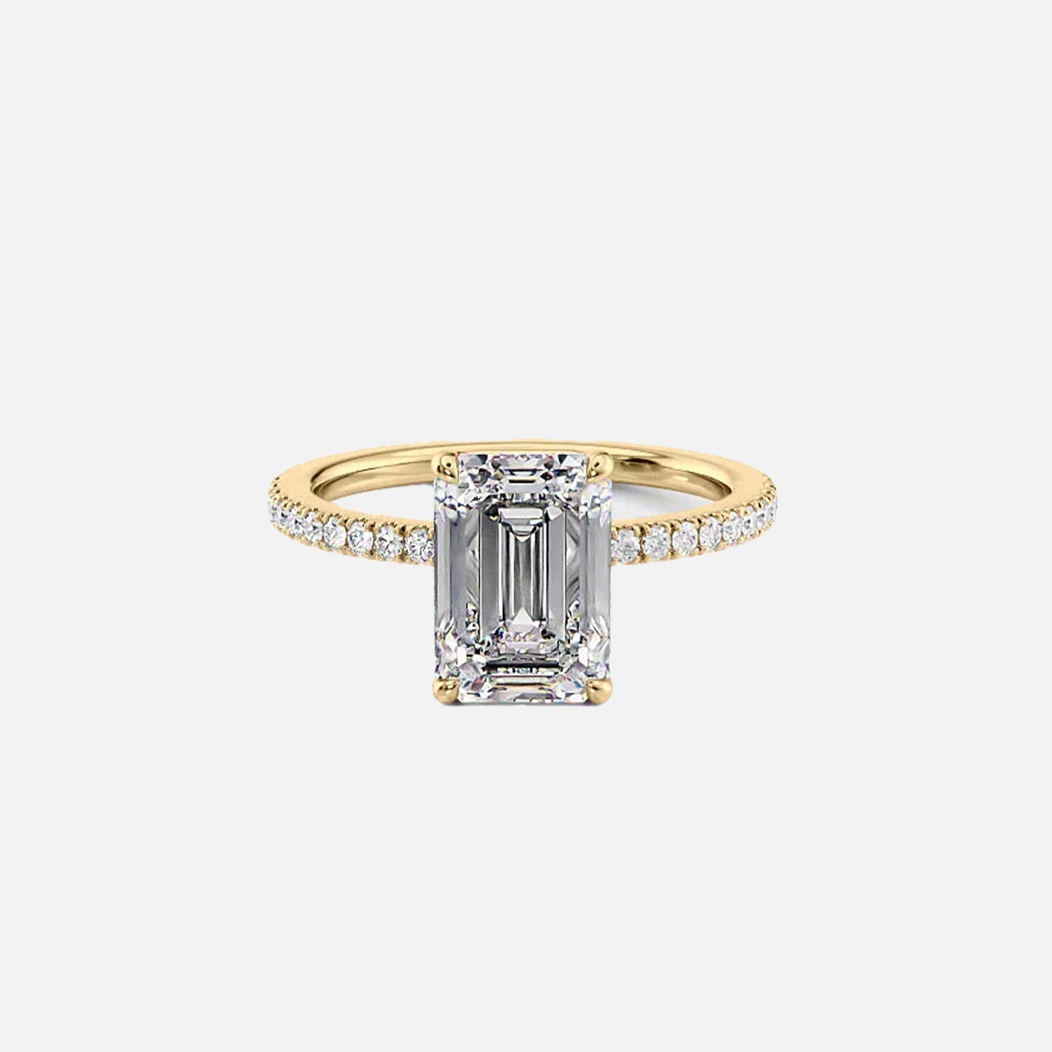 The Pave Eleanor Emerald Lab Diamond Ring 14k Yellow Gold 001