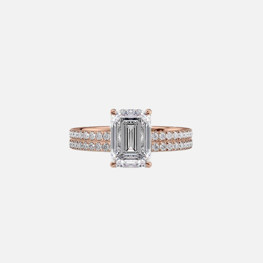  The Pave Eleanor Emerald Lab Diamond Ring 18k Rose Gold 003