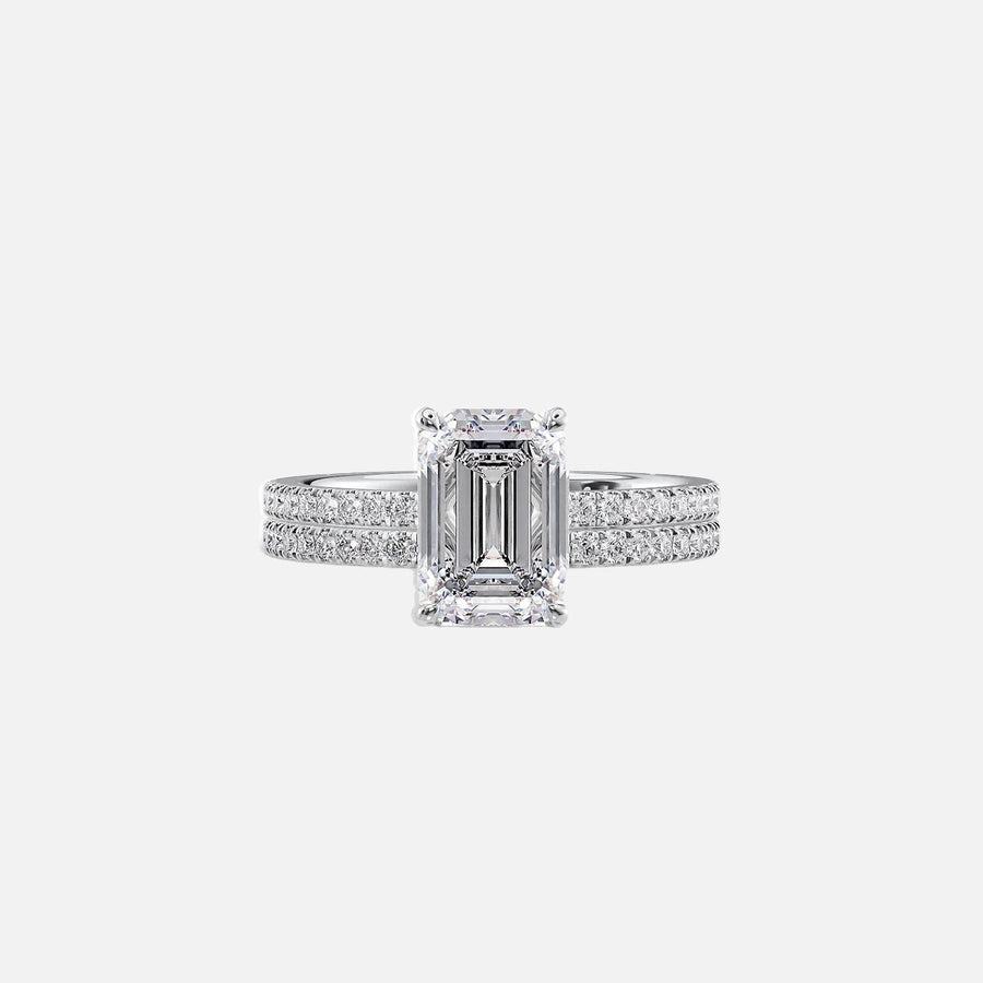 The Pave Eleanor Emerald Lab Diamond Ring 18k White Gold 003