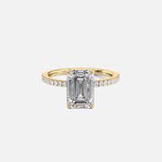 The Pave Eleanor Emerald Moissanite Ring 14k Yellow Gold 001