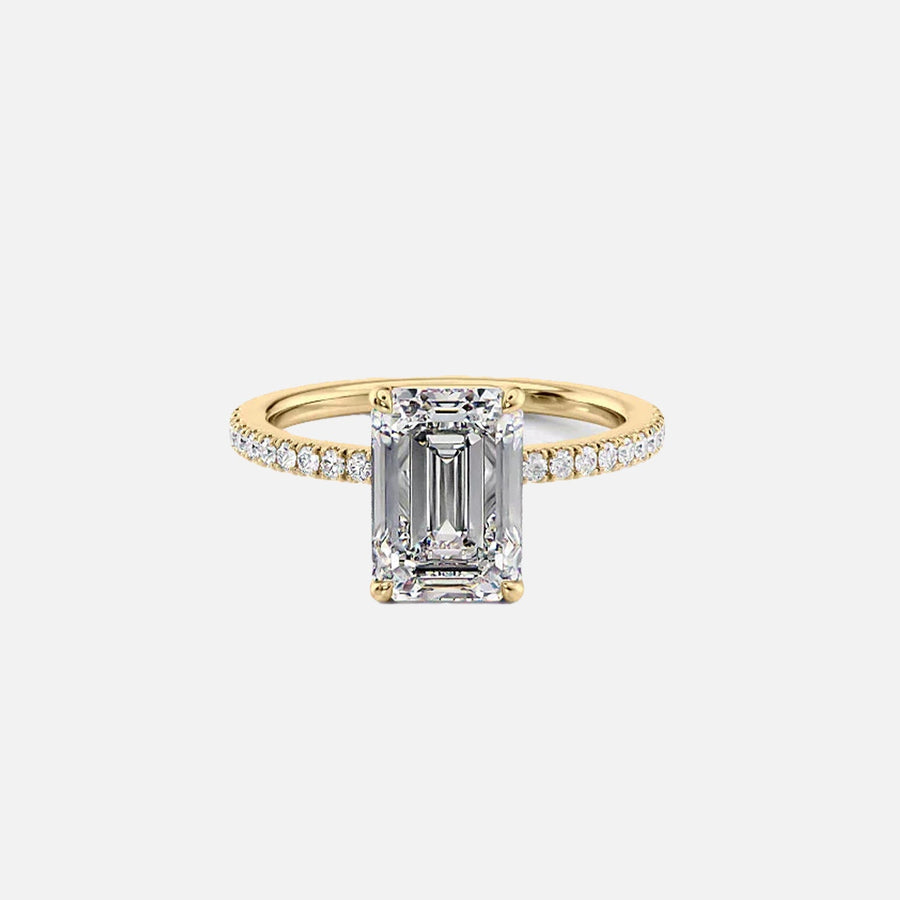  The Pave Eleanor Emerald Moissanite Ring 18k Yellow Gold 001
