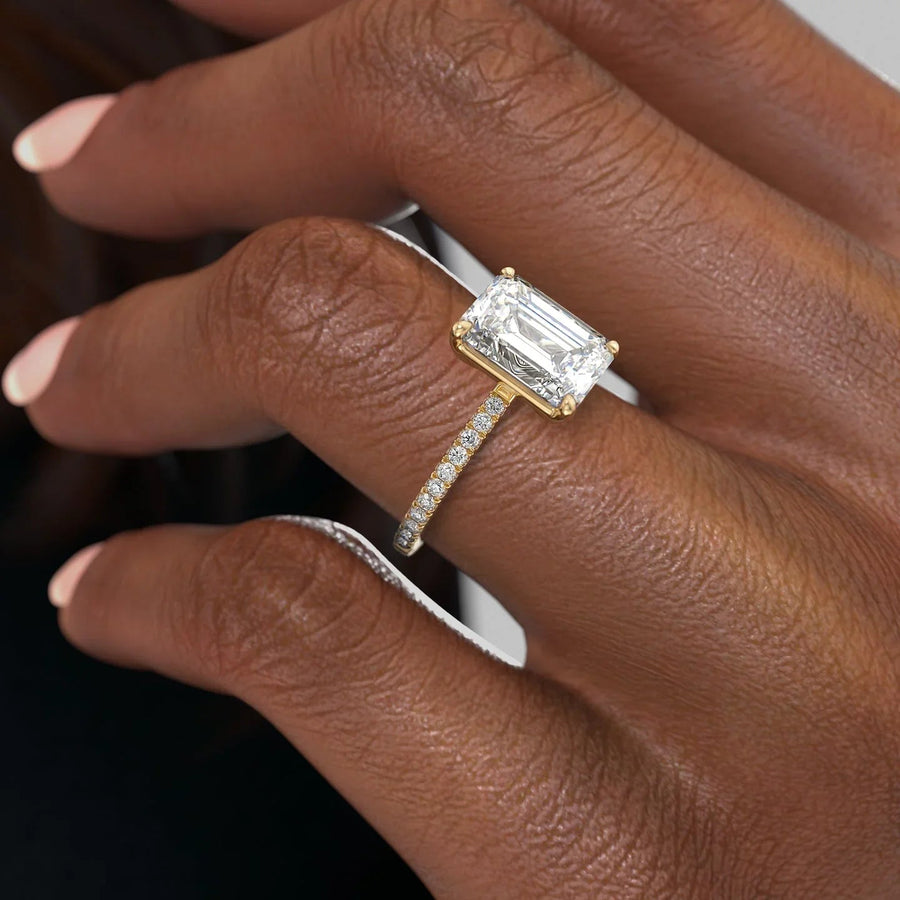  The Pave Eleanor Emerald Moissanite Ring 18k Yellow Gold 006 Final