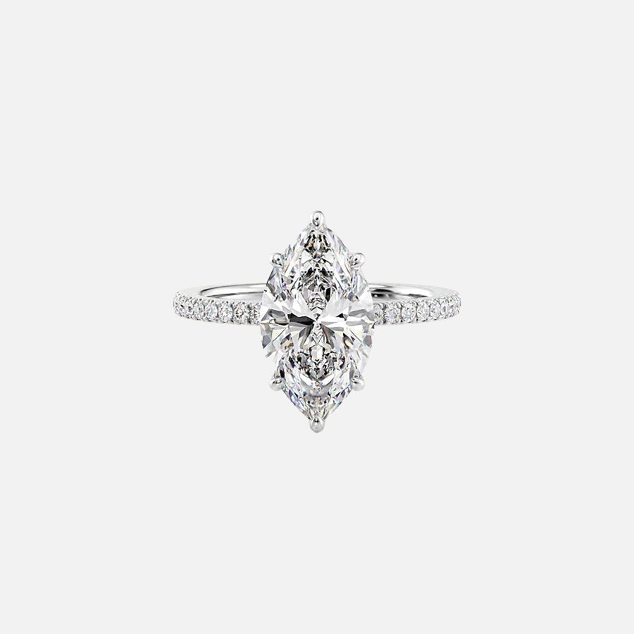  The Pave Eleanor Marquise Lab Diamond Ring 14k White Gold 001