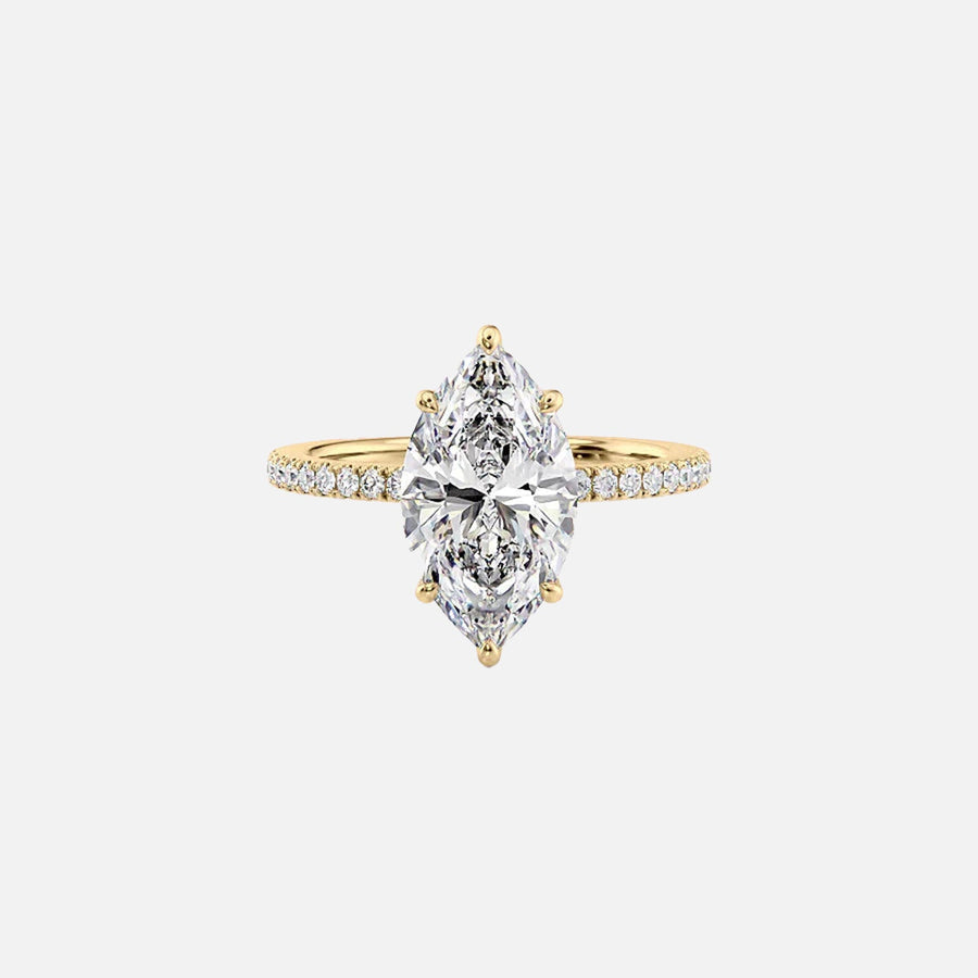  The Pave Eleanor Marquise Moissanite Ring 18k Yellow Gold 001