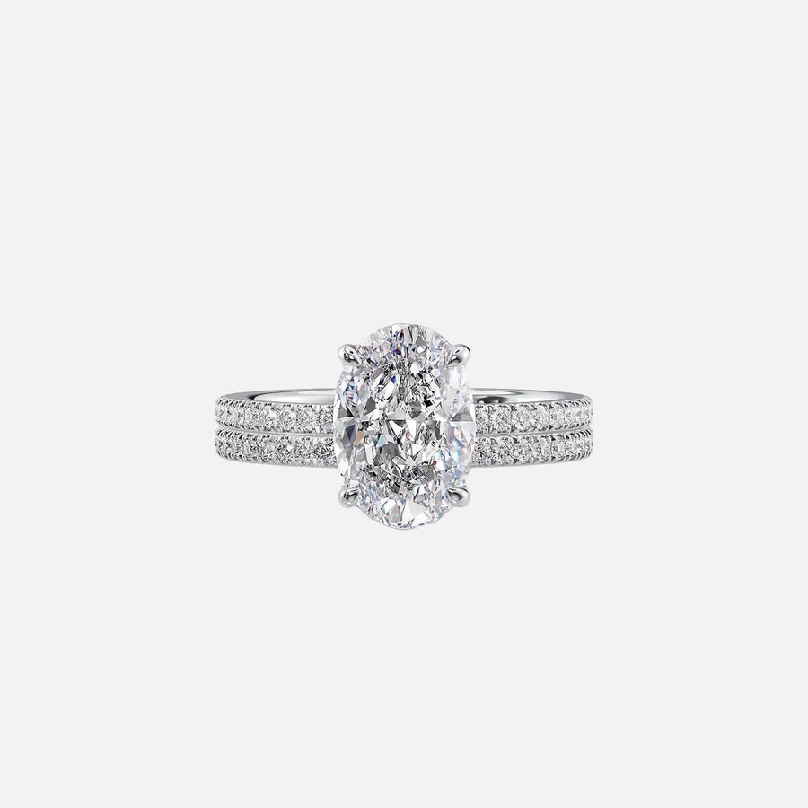  The Pave Eleanor Oval Lab Diamond Ring 14k White Gold 003