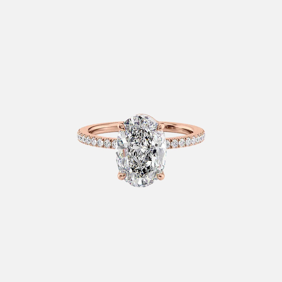  The Pave Eleanor Oval Lab Diamond Ring 18k Rose Gold 001