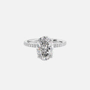  The Pave Eleanor Oval Moissanite Ring 14k White Gold 001