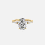  The Pave Eleanor Oval Moissanite Ring 18k Yellow Gold 001