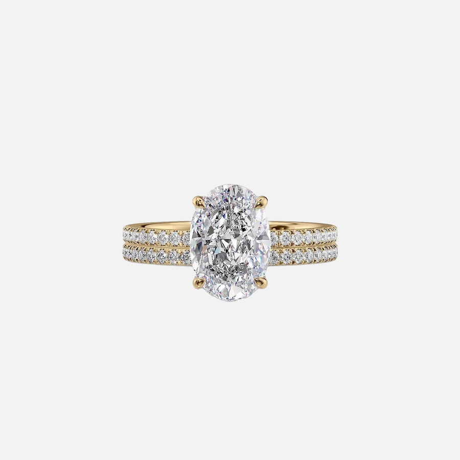  The Pave Eleanor Oval Moissanite Ring 18k Yellow Gold 003