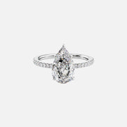  The Pave Eleanor Pear Moissanite Ring 14k White Gold 001