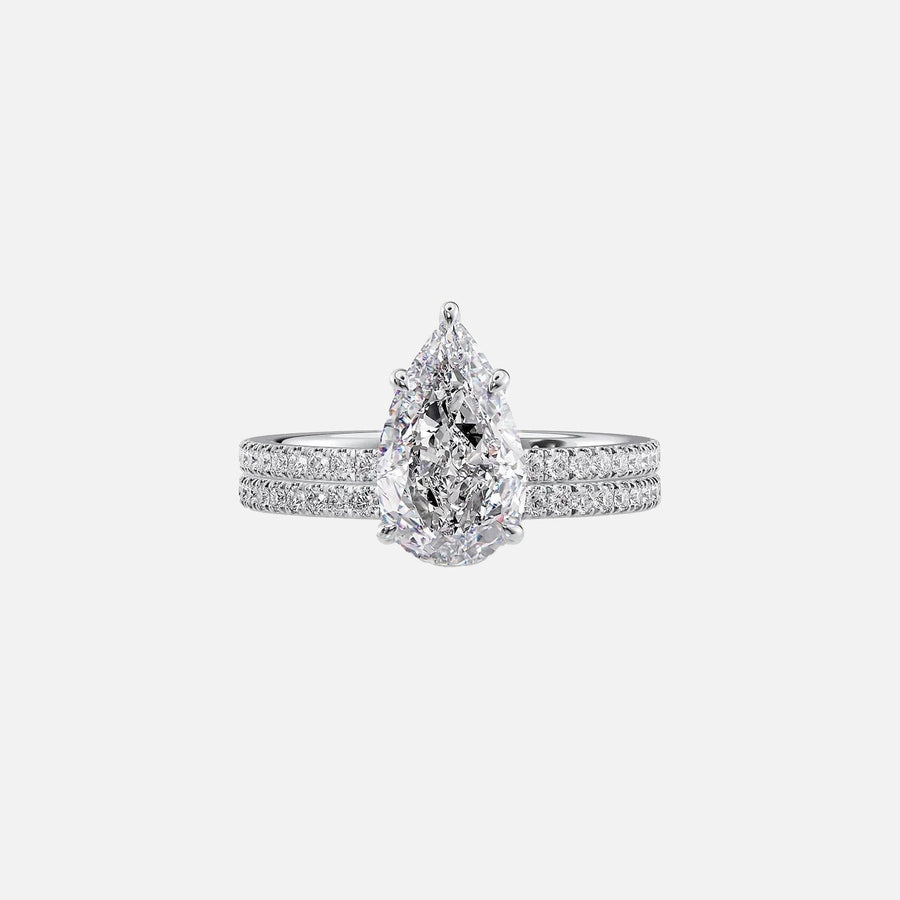  The Pave Eleanor Pear Moissanite Ring 14k White Gold 003