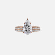  The Pave Eleanor Pear Moissanite Ring 18k Rose Gold 003