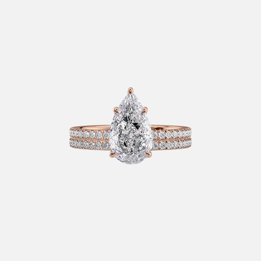  The Pave Eleanor Pear Moissanite Ring 18k Rose Gold 003