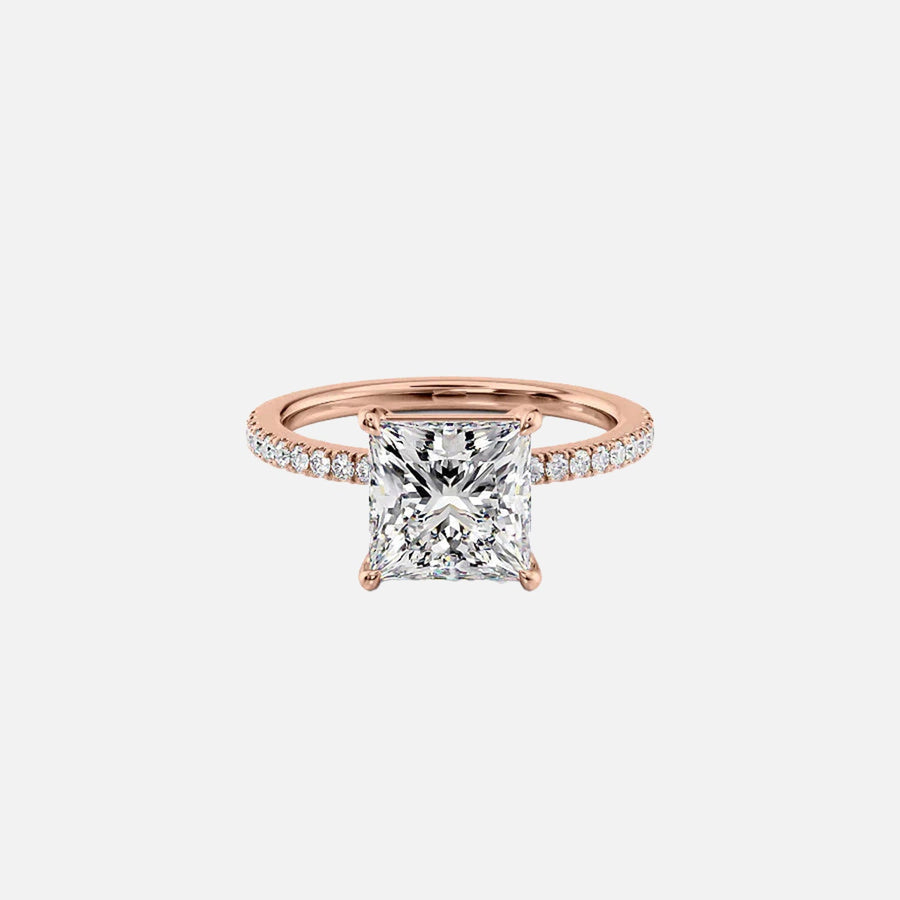  The Pave Eleanor Princess Moissanite Ring 14k Rose Gold 001