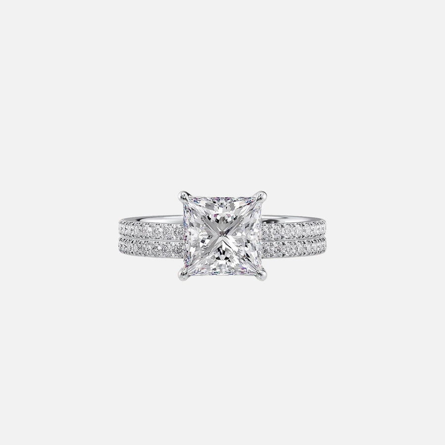  The Pave Eleanor Princess Moissanite Ring 14k White Gold 003