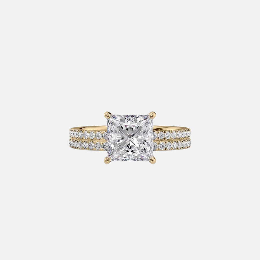  The Pave Eleanor Princess Moissanite Ring 18k Yellow Gold 003