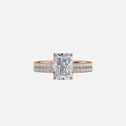  The Pave Eleanor Radiant Moissanite Ring 14k Rose Gold 003