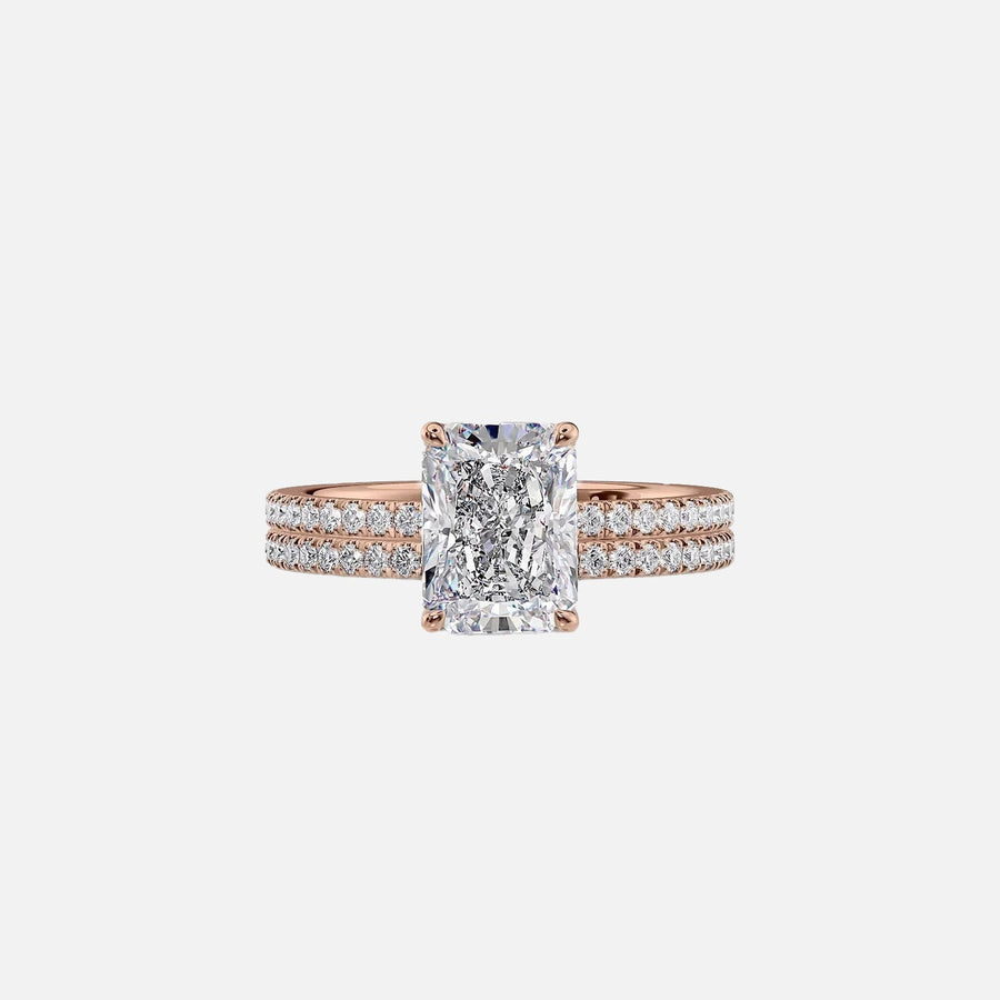  The Pave Eleanor Radiant Moissanite Ring 14k Rose Gold 003