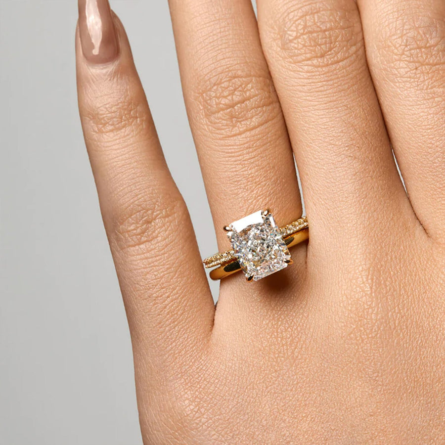  The Pave Eleanor Radiant Moissanite Ring 18k Yellow Gold 005 Final