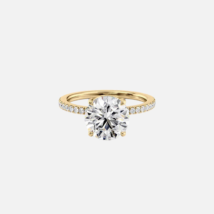  The Pave Eleanor Round Lab Diamond Ring 18k Yellow Gold 001