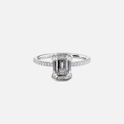 The Pave Eliza Emerald Lab Diamond Ring 14k White Gold 001