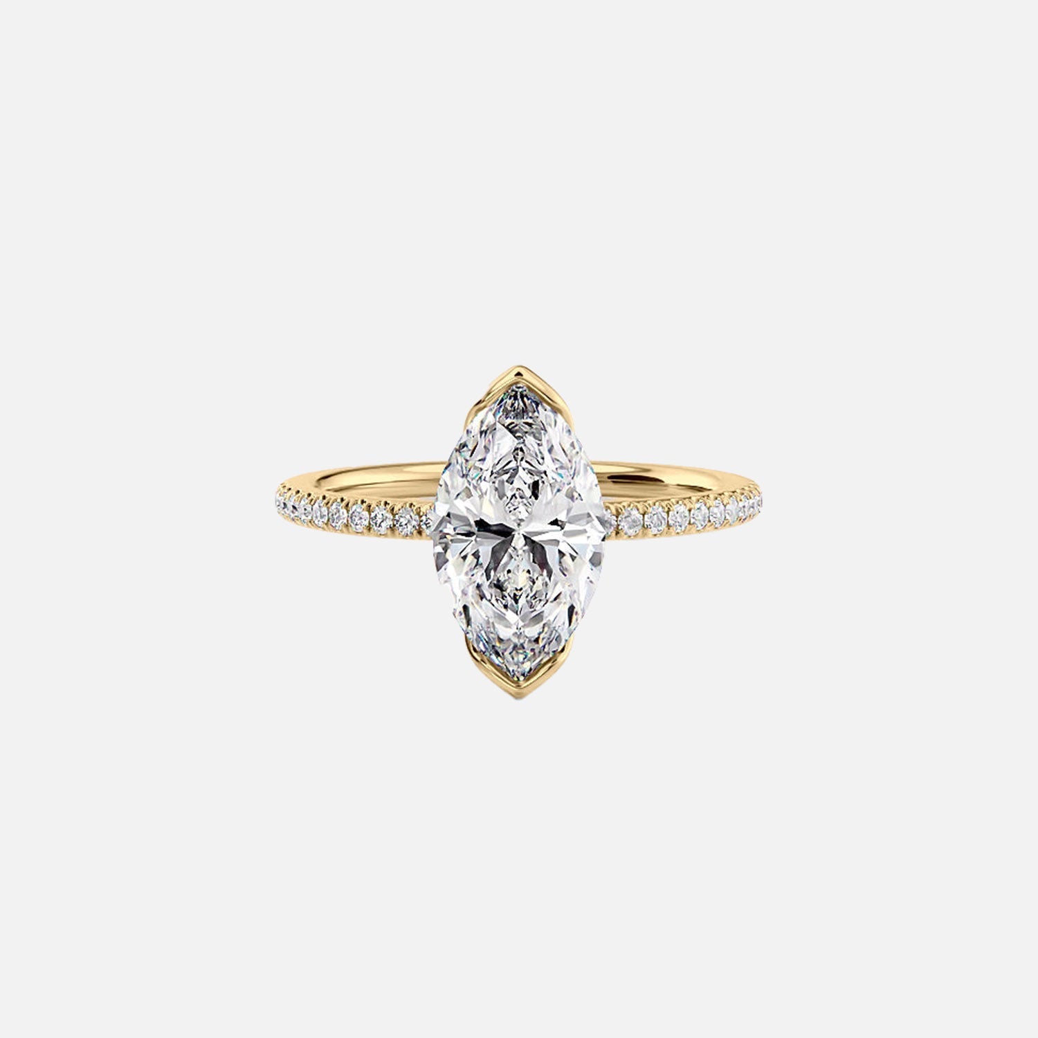The Pave Eliza Marquise Lab Diamond Ring 14k Yellow Gold 001