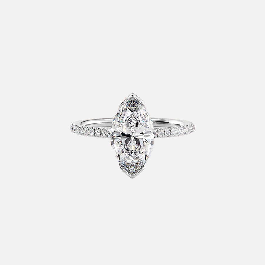  The Pave Eliza Marquise Lab Diamond Ring 18k White Gold 001