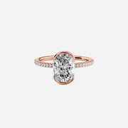  The Pave Eliza Oval Lab Diamond Ring 14k Rose Gold 001