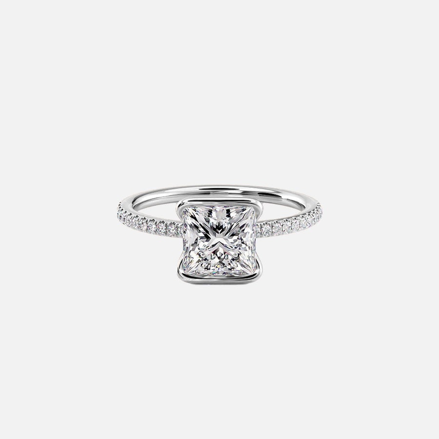  The Pave Eliza Princess Lab Diamond Ring 14k White Gold 001