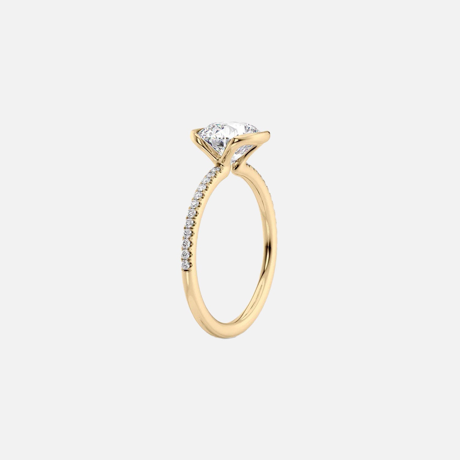  The Pave Eliza Princess Lab Diamond Ring 14k Yellow Gold 002