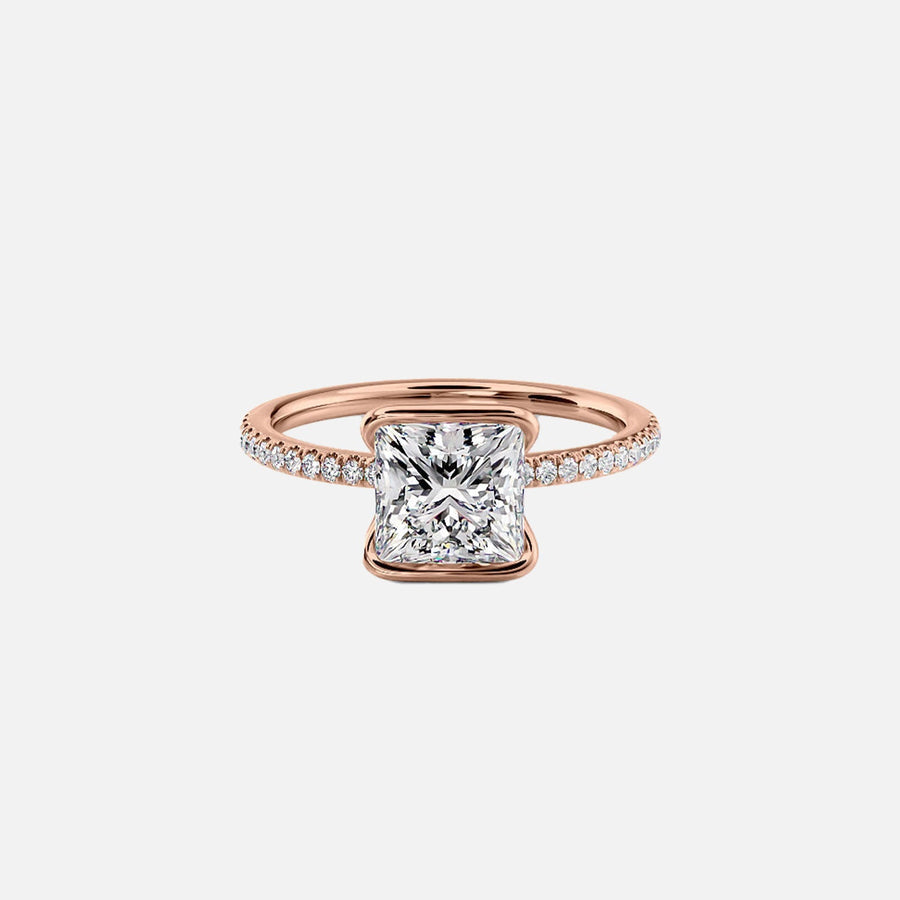 The Pave Eliza Princess Lab Diamond Ring 18k Rose Gold 001