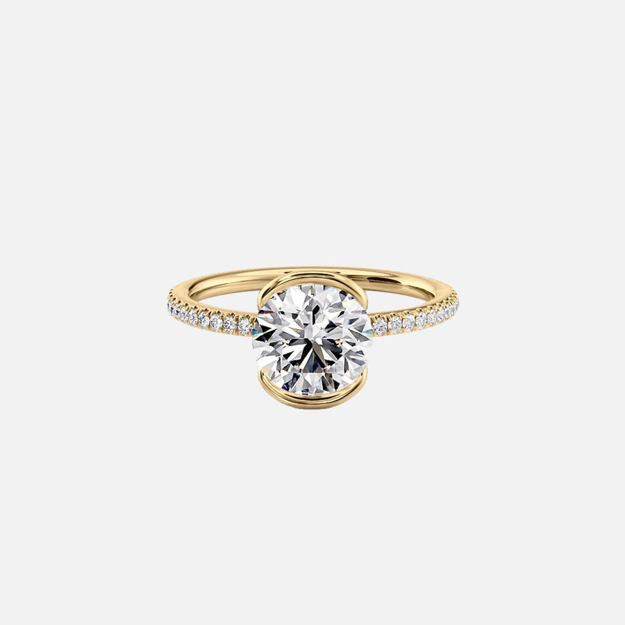 The Pave Eliza Round Lab Diamond Ring 14k Yellow Gold 001