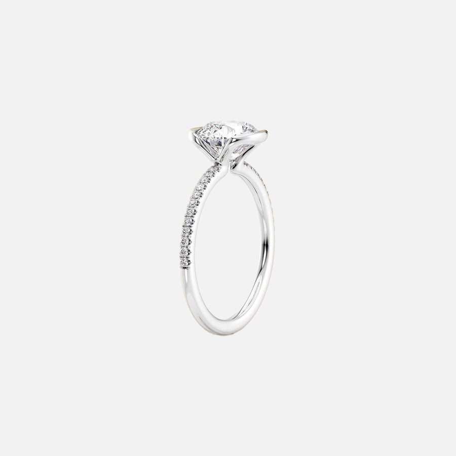  The Pave Eliza Round Lab Diamond Ring 18k White Gold 002