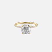  The Pave Kamellie Cushion Lab Diamond Ring 18k Yellow Gold 001