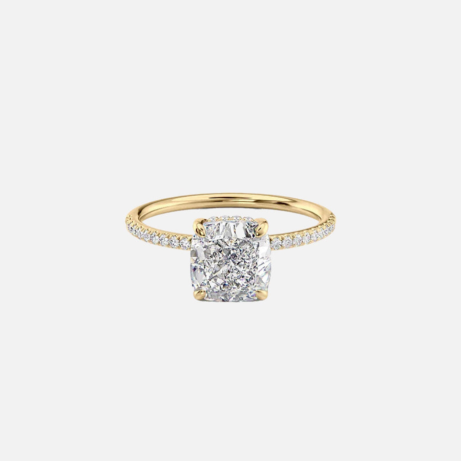  The Pave Kamellie Cushion Lab Diamond Ring 18k Yellow Gold 001