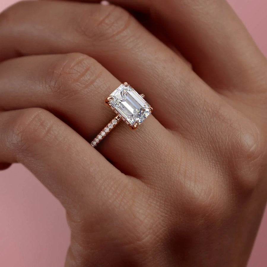  The Pave Kamellie Emerald Lab Diamond Ring 18k Rose Gold 005 Final
