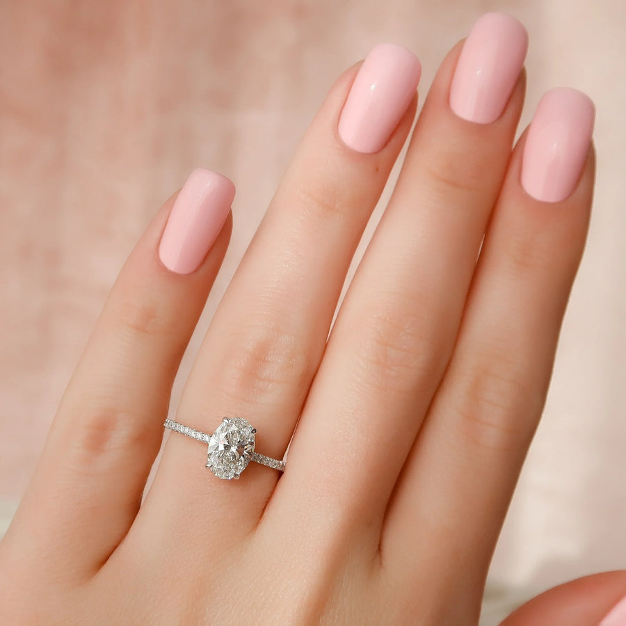  The Pave Kamellie Oval Lab Diamond Ring 14k White Gold 003