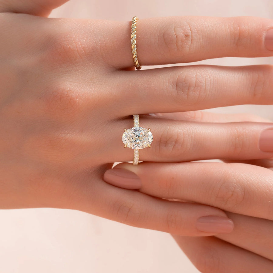  The Pave Kamellie Oval Lab Diamond Ring 14k Yellow Gold 003