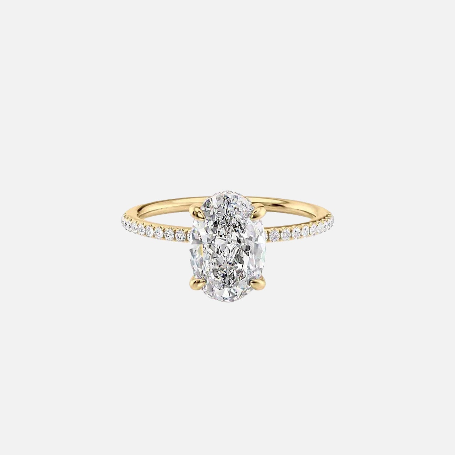 The Pave Kamellie Oval Moissanite Ring 14k Yellow Gold 001