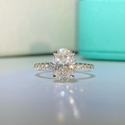 The Pave Kamellie Oval Lab Diamond Ring 14k White Gold