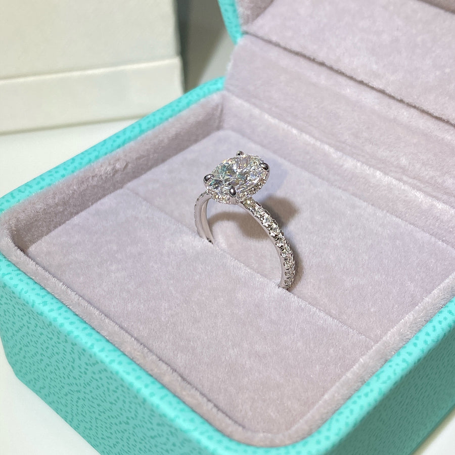 The Pave Kamellie Oval Lab Diamond Ring 14k White Gold