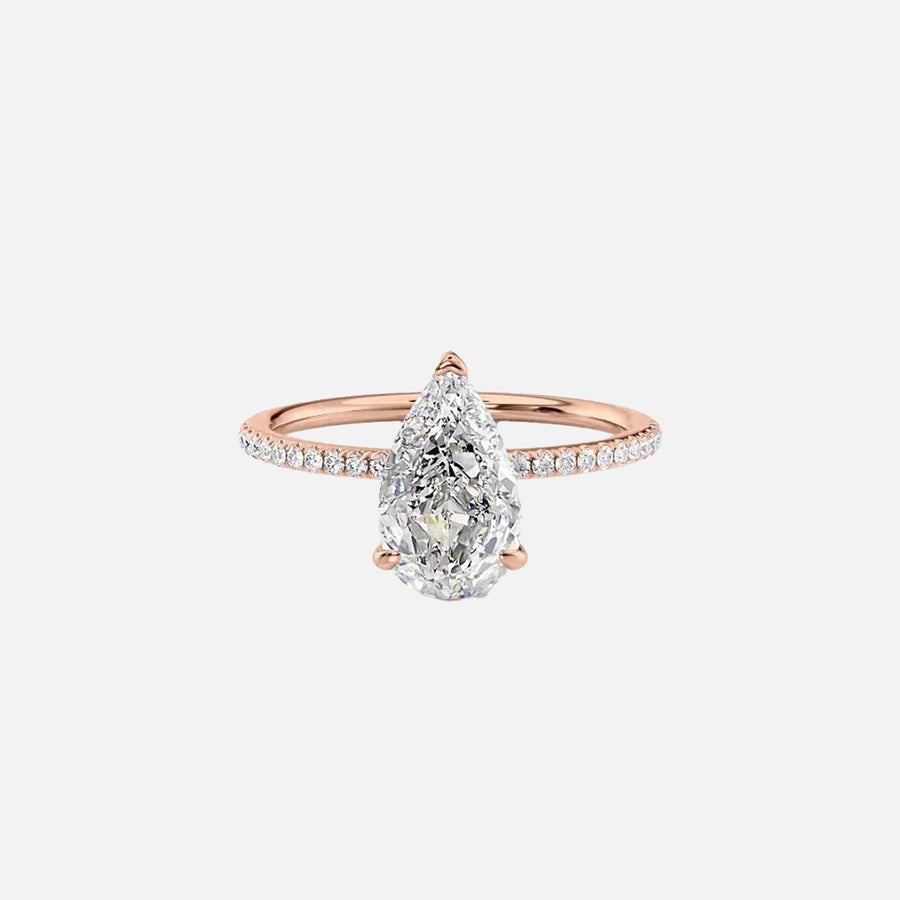  The Pave Kamellie Pear Moissanite Ring 14k Rose Gold 001